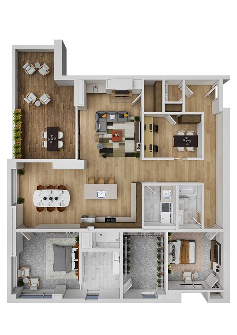 Floor plan for 2 beds, 2 baths, 2321 sqft